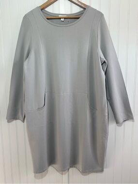 J.Jill Pure Jill Pima Cotton Sweatshirt Dress Gray L Front Pocket Minimalist